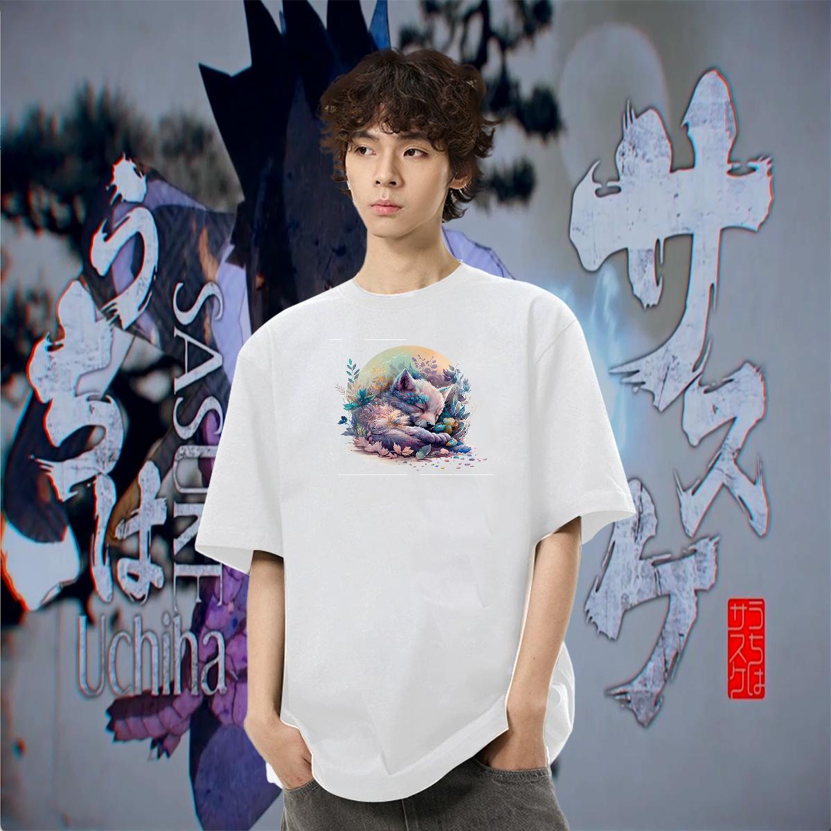 Loose Fit Tshirt for Man Woman 230g 100% Cotton Beach wolf DIY Printed Breathable Soft Fashion Men T Shirts Tops Shirt