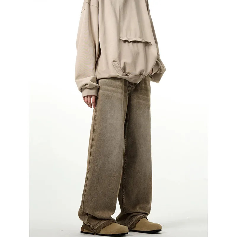 Womens Khaki Cargo Jeans Baggy Harajuku Y2k Oversize Denim Trousers 90s Aesthetic Jeans Pants Vintage 2000s Trashy Clothes 240806