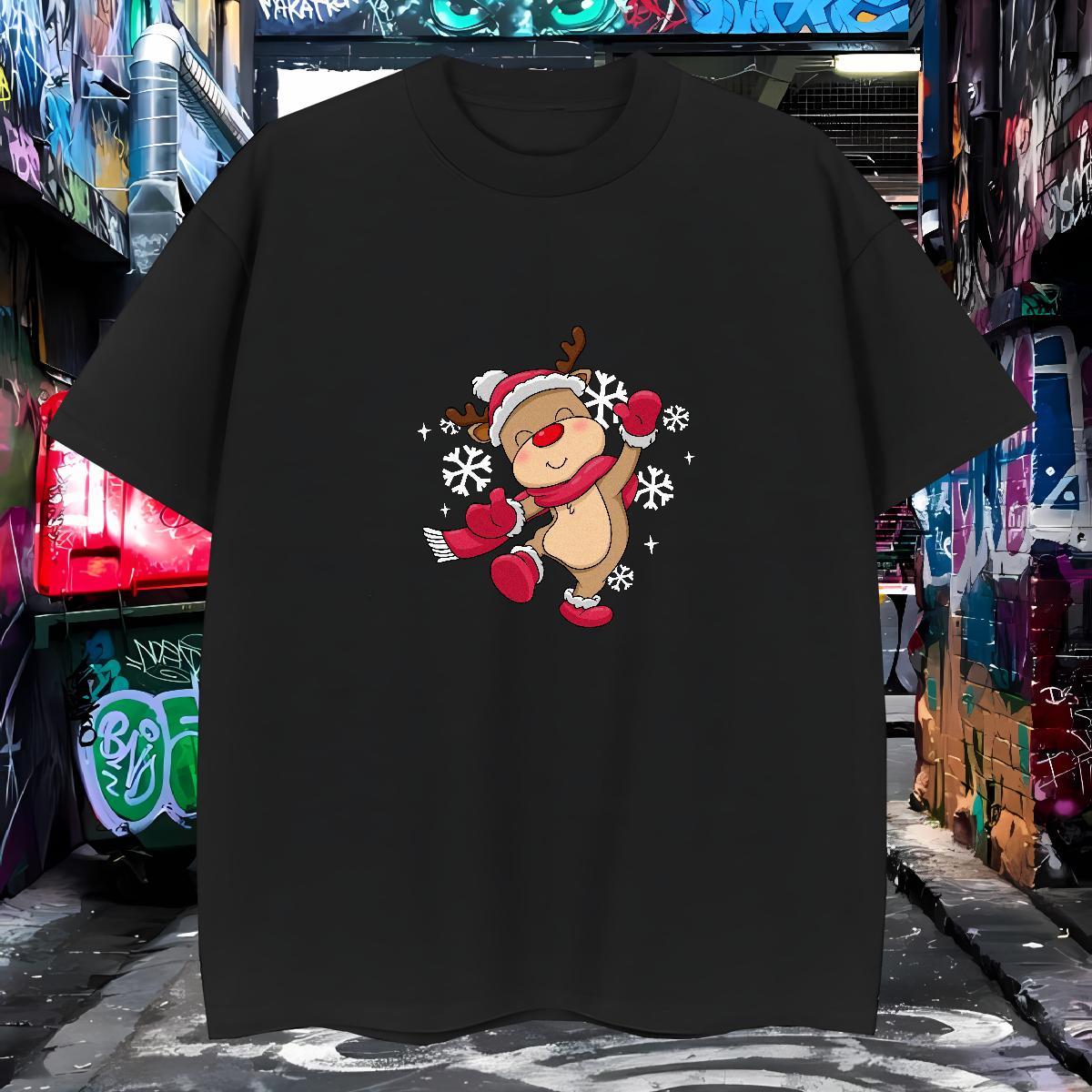 Cool Tshirts 230g 100% Cotton Christmas T shirt Street Breathable Short Sleeve Graphic New Arrival Clothes