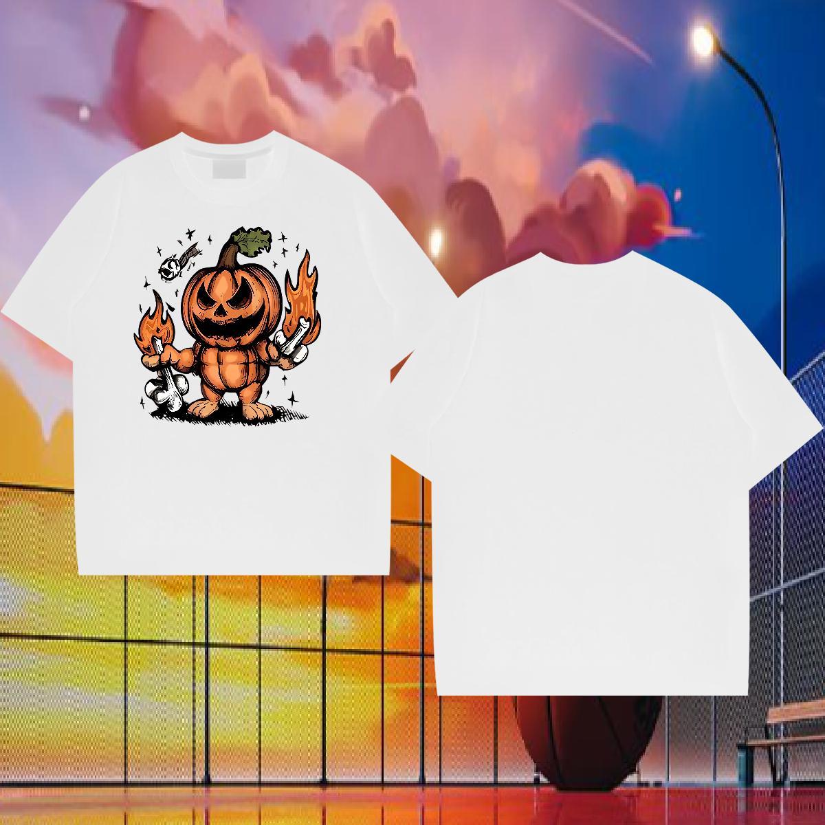 Free Shipping Mens T Shirts 230g Cotton pumpkin Sports Casual Tops Tees O Neck Short Sleeves Designer Men Tees Anime Print