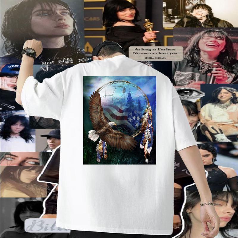 Factory Direct Mens T Shirts 230g Pure Cotton eagle Street Wear Tops Tees Short Sleeve O-Neck Wholesale Couples T Shirts Custom Print Plus Size