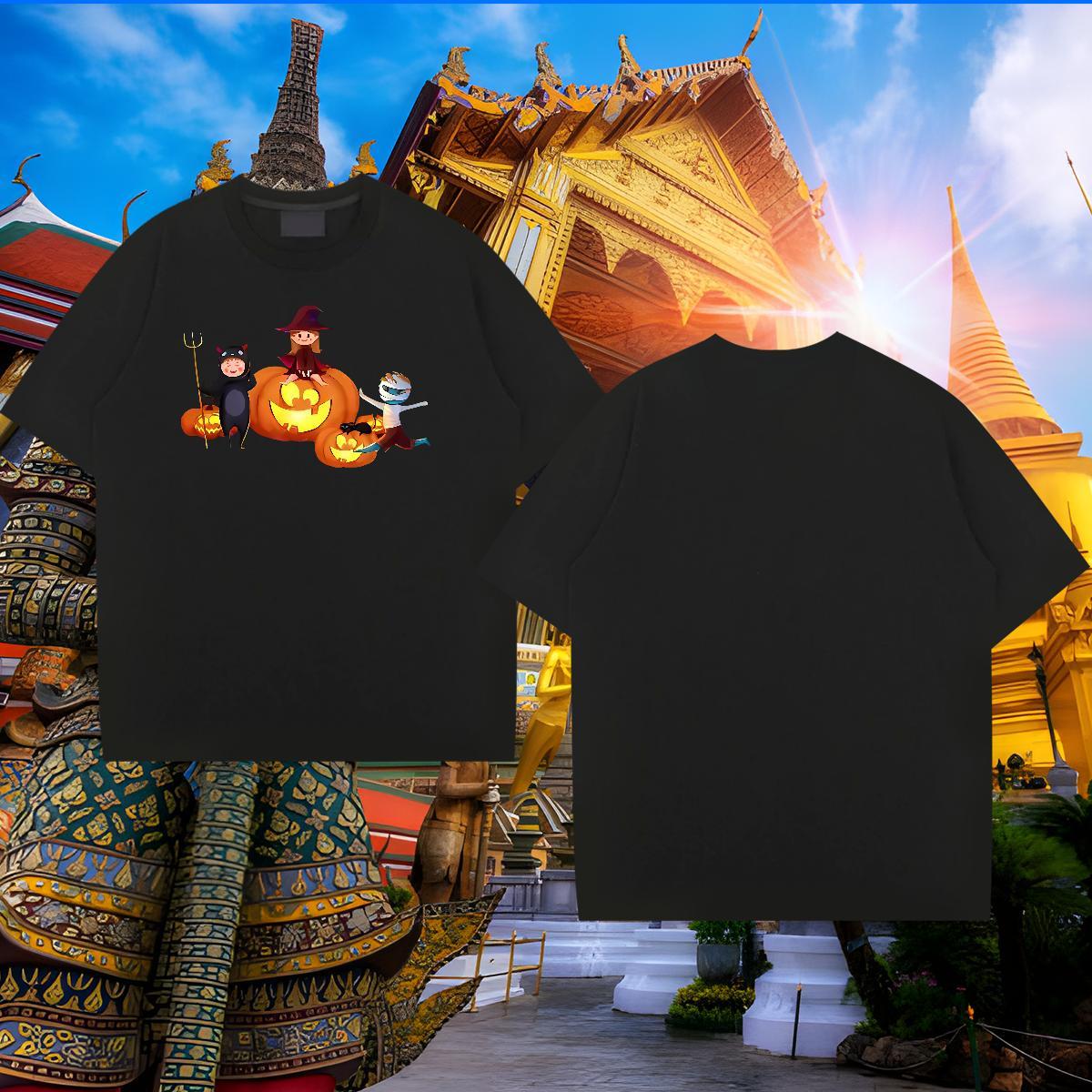 Soft Tshirts 230g Pure Cotton pumpkin T-Shirts for Men Summer Casual Breathable Crew Neck Asian Size DIY Customized Tees