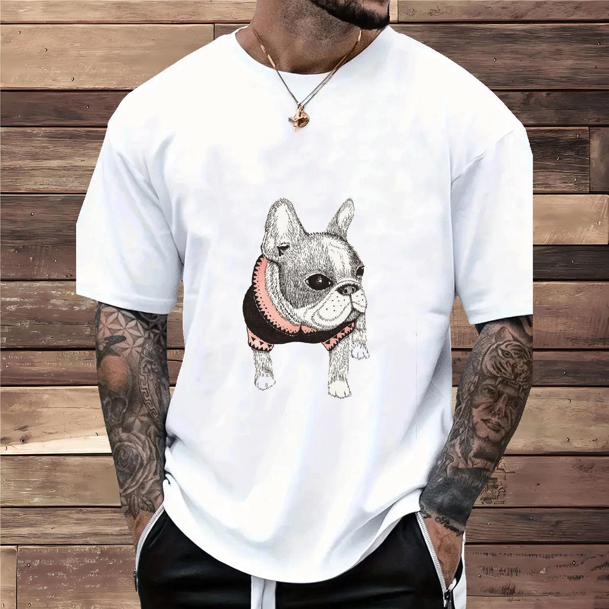 Fashion New Man T Shirts 230g 100% Cotton Dog Outdoor Polos Breathable Crew Neck Soft Couples T Shirts Cartoon Print