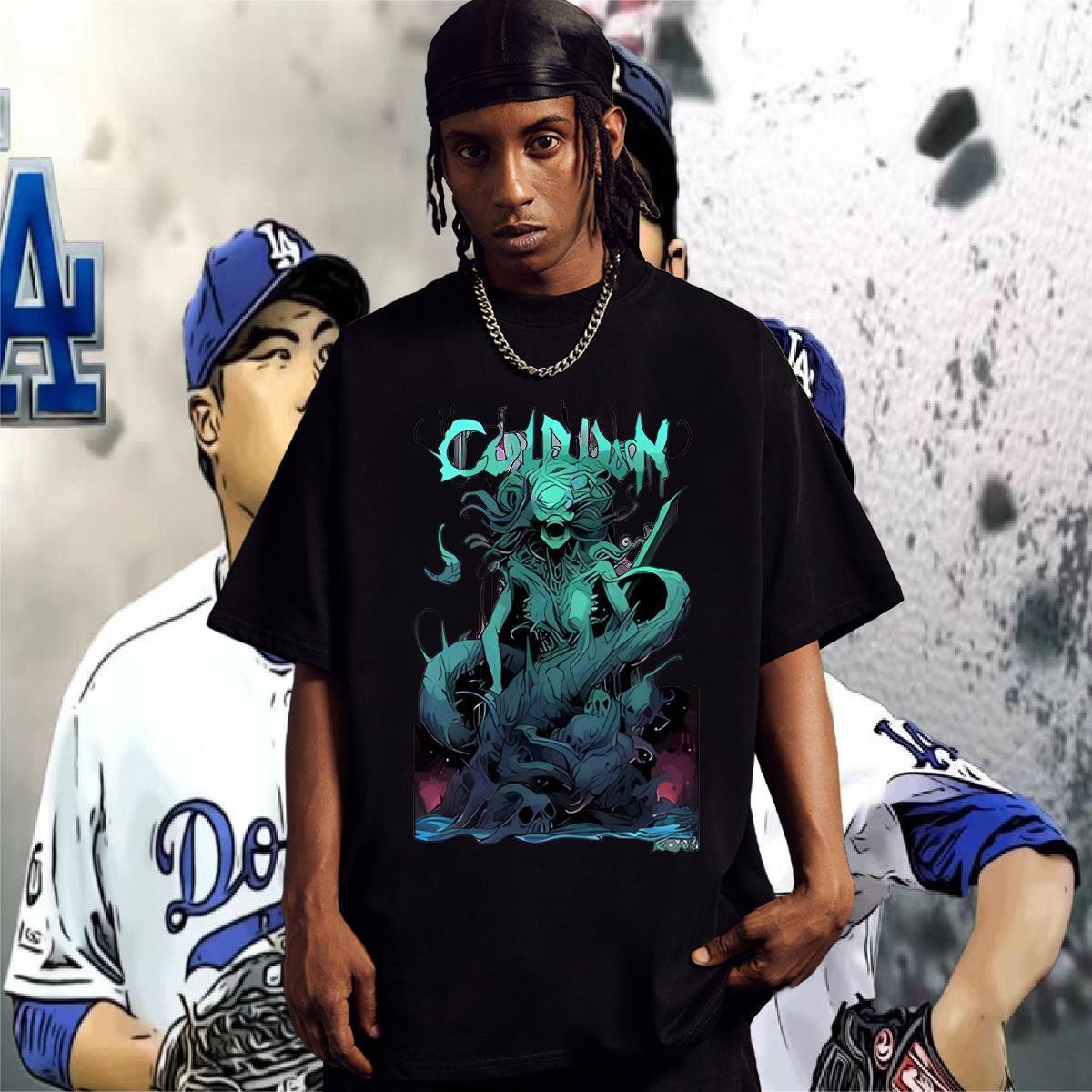 Man T Shirts 230g Pure Cotton Terror Casual Short Sleeve Soft DIY Logo Oversized Mens Tshirts Classic Casual Popular Tops