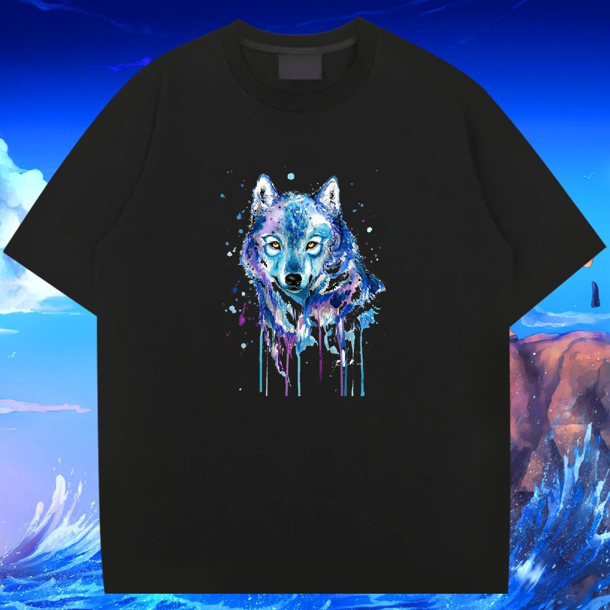 Factory Direct T shirt 230g Cotton wolf Daily Outfit Tops Crew Neck Breathable Wholesale Men Tops Tees Skull