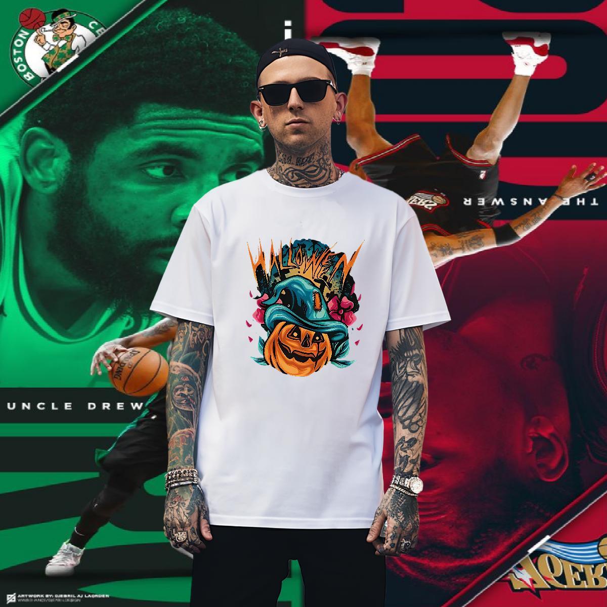 Men T Shirts 230g Cotton pumpkin Outdoor Breathable Crew Neck Anime Print Couples T Shirts Fashion Casual Brand Tees Shirts