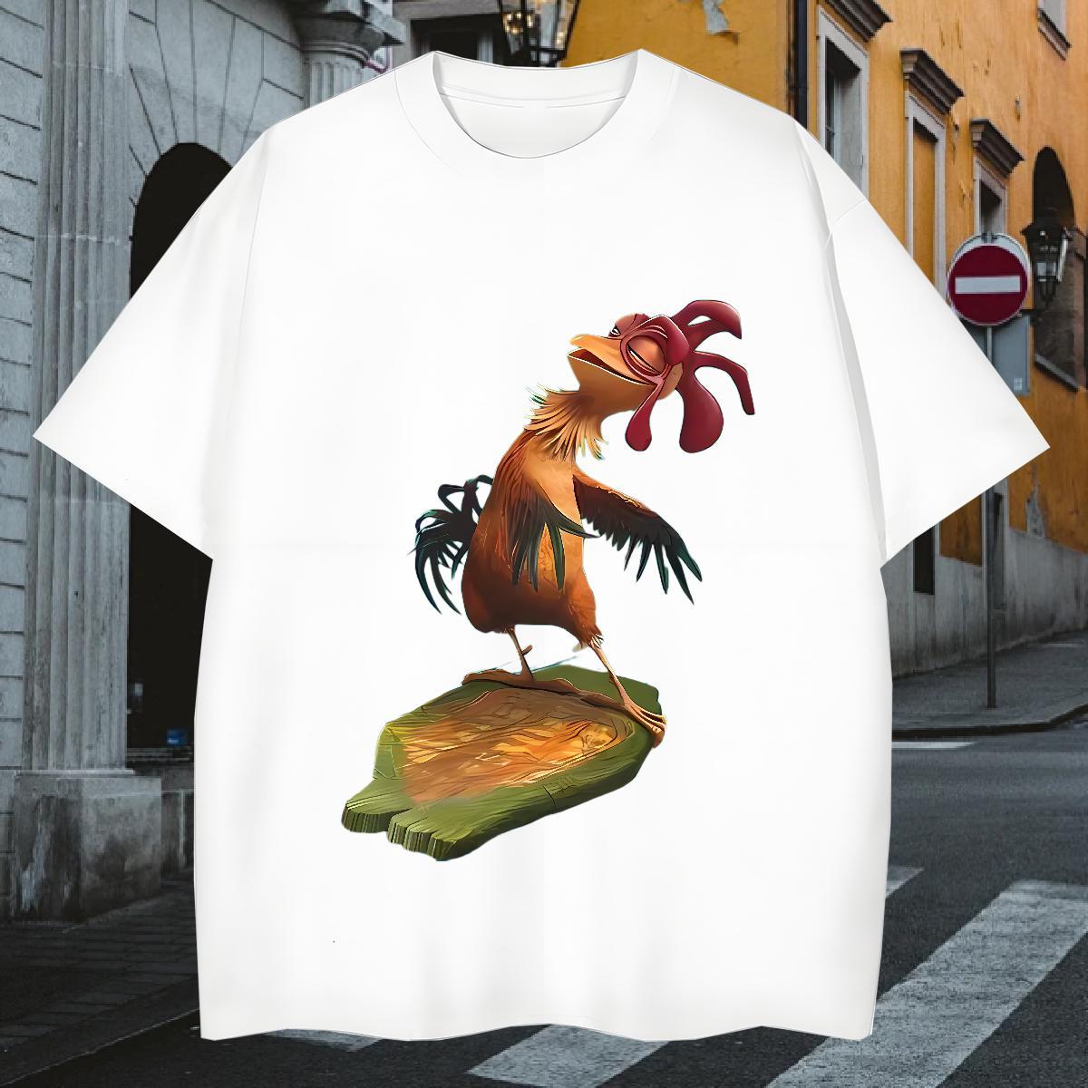 Men T Shirts 100% Cotton 230g chicken Sports Casual Pure Cotton Cartoon Print Couples T Shirts Designer Loose Clothes
