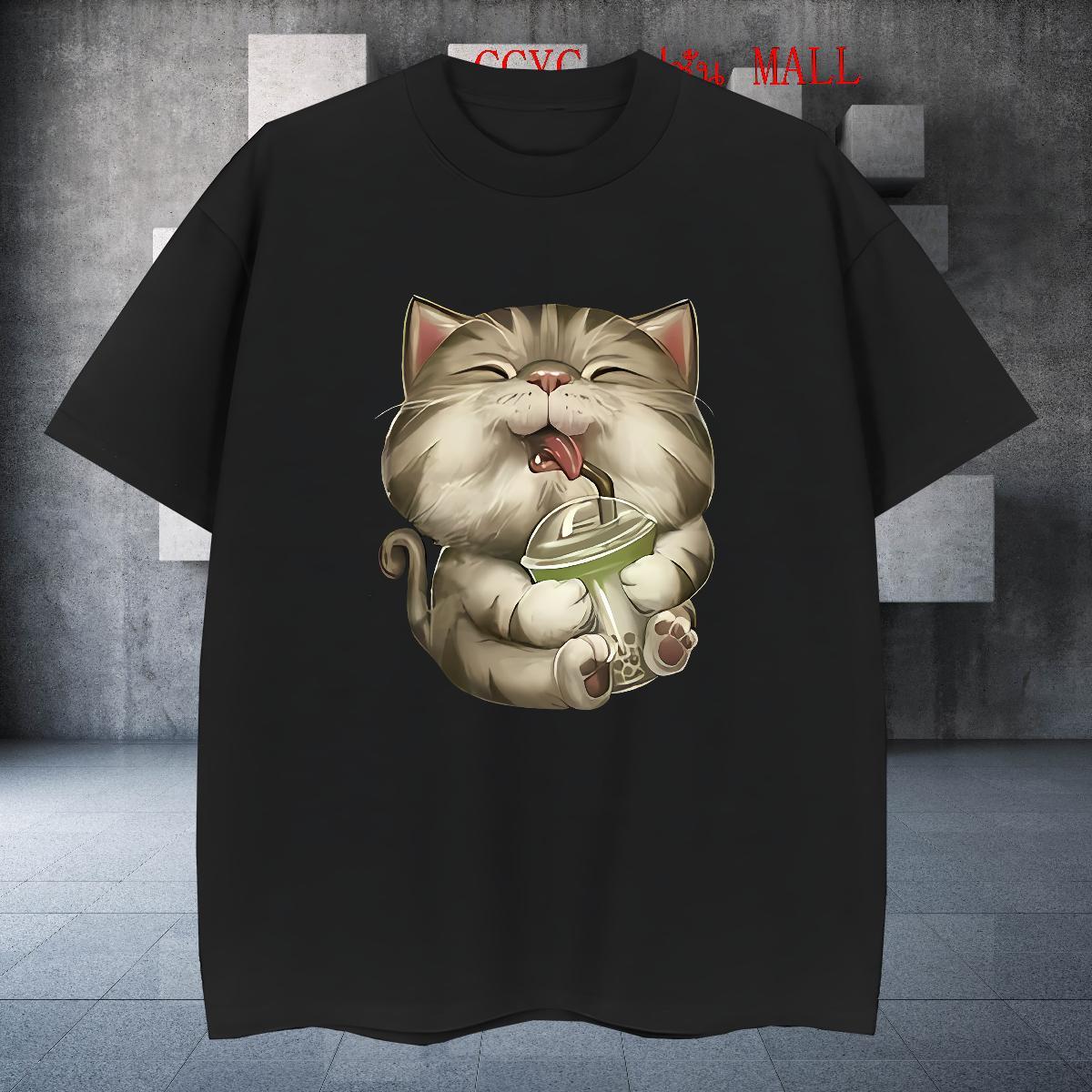 Cool Design Men Tops Tees 100% Cotton 230g Sport cat Oversized 3XL 4XL Pure Cotton 2024 DIY Man T Shirts Tshirts