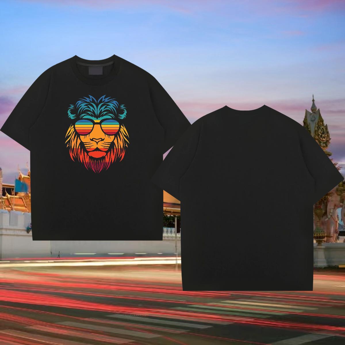2024 Designer Man T Shirts 230g 100% Cotton lion Daily Wear Tshirts O Neck Short Sleeves Cool Design Tshirt for Man Woman DIY Printed