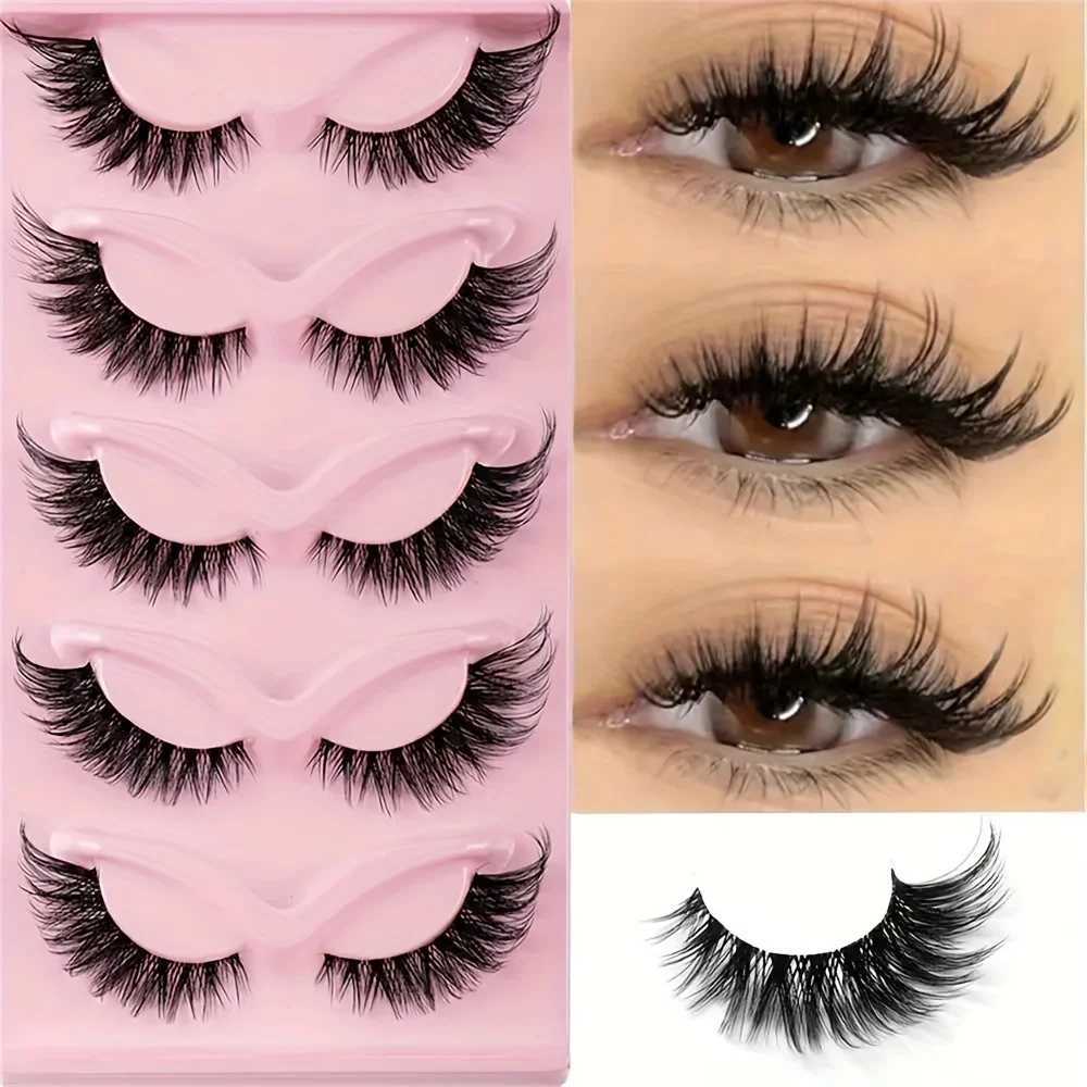 5 pairs of false eyelashes - naturally long cat eye style wingtip cartoon eyelashes for eye lifting W240803