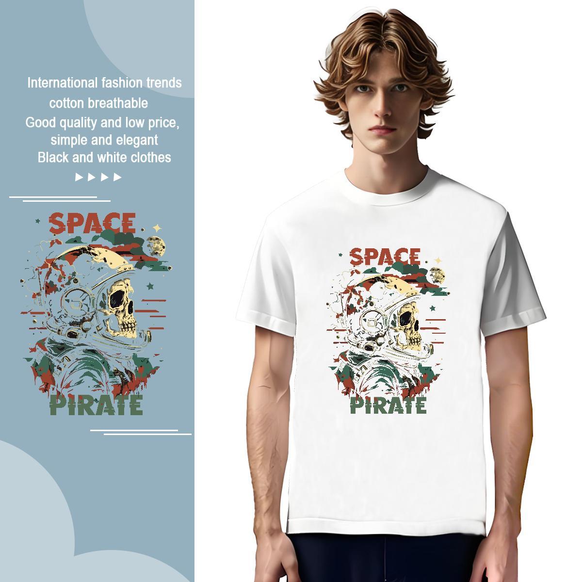 T-Shirts for Men 230g 100% Cotton spaceman Hip Hop Street Breathable Soft Oversized 3XL 4XL Mens Tshirts New Arrival Brand Clothings