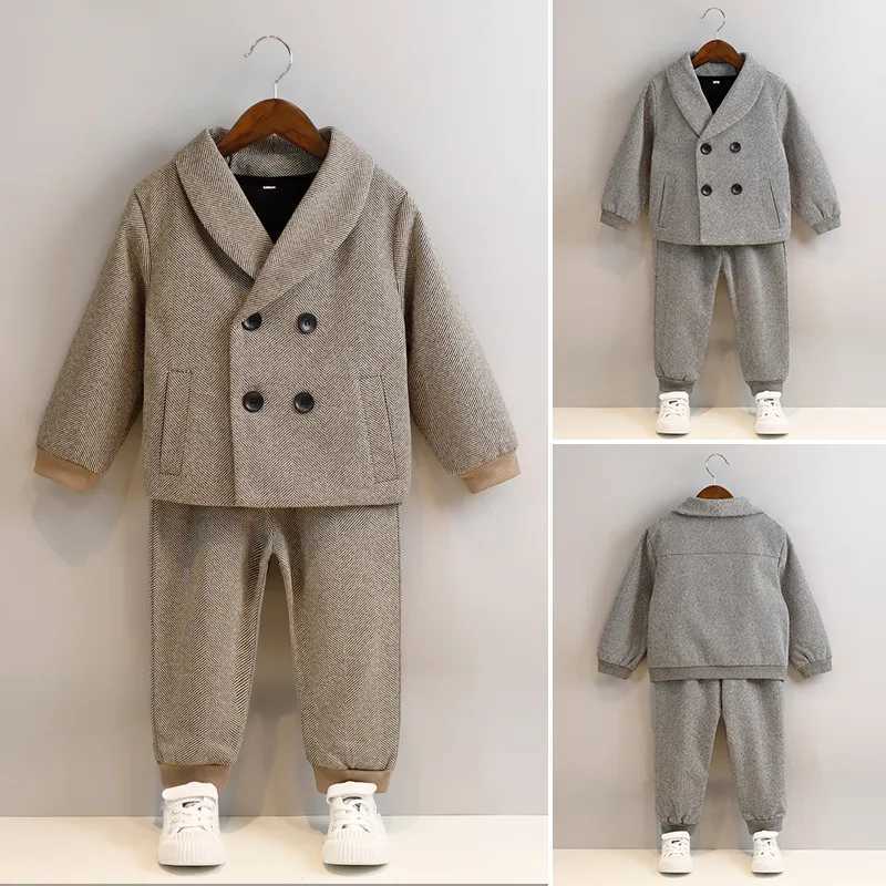 Suits Childrens Casual Suit Set Spring Autumn Korean Baby Flower Boys Party First Birthday Costume Kids Jacket Pants 2pcs Clothes