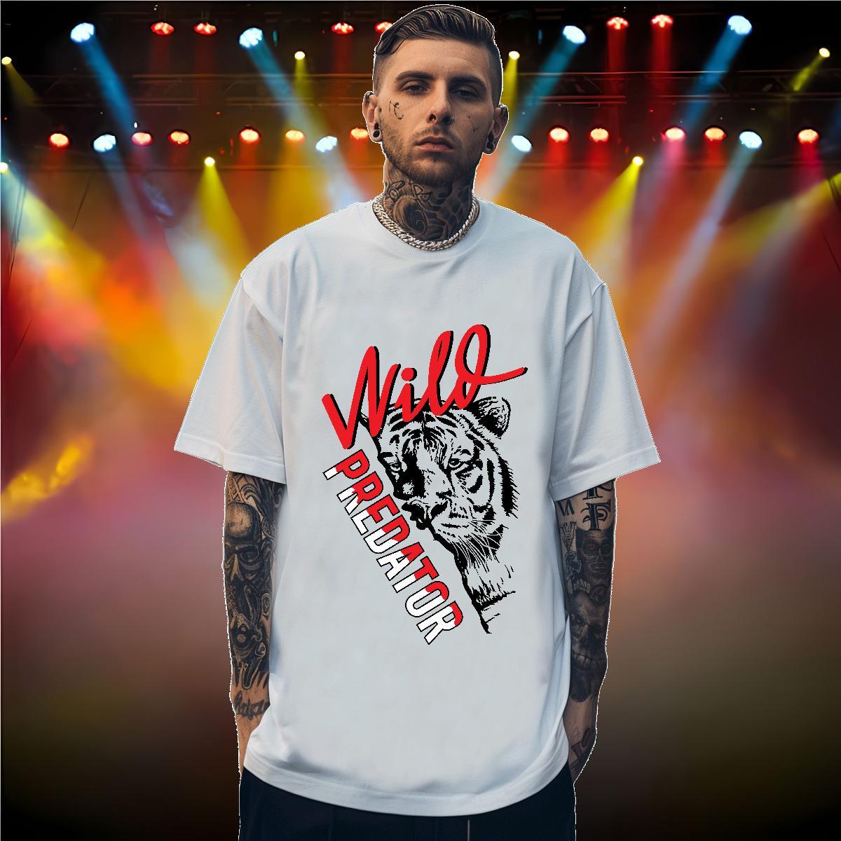 DIY Customized Men T Shirts 230g Pure Cotton tiger Home Outdoor Wear Breathable Crew Neck High Quality Men Tops Tees Custom Printed
