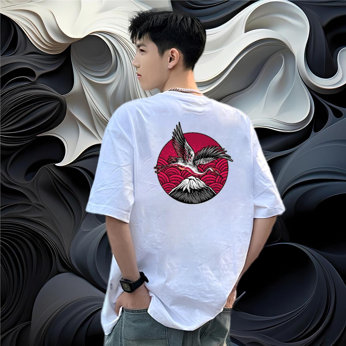 Classic T-Shirts for Men 230g Cotton beautiful Daily Outfit Polos Round Neck Short Sleeve Unisex Tshirts Plus Size Cartoon
