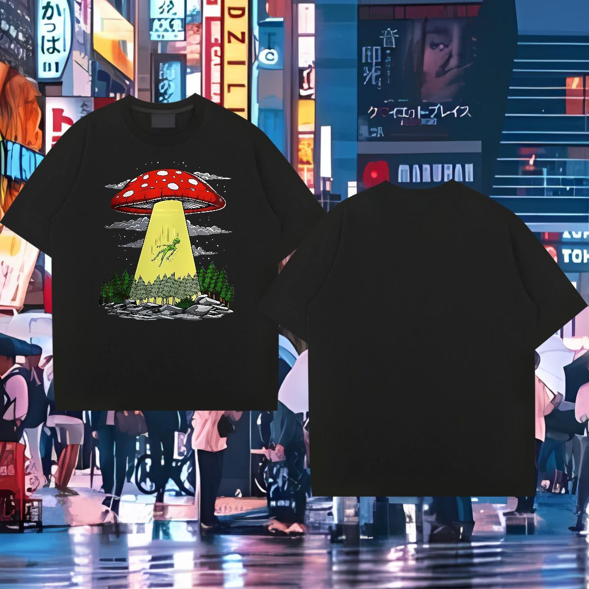 2024 Designer T-Shirts for Men 230g 100% Cotton mushroom Street Clothes Breathable Crew Neck Free Shipping Tshirts Plus Size Custom