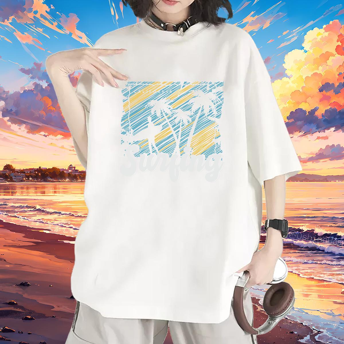 Nice T shirt Short sleeve Soft Women Tshirts Cartoon Anime tree Casual Sport 230g Pure Cotton New Arrival Clothings