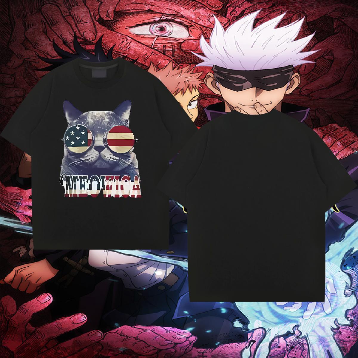 Free Shipping Mens Tshirts 230g Pure Cotton cat T-Shirts Street Breathable Crew Neck Oversized 4XL Classic Tee Shirt