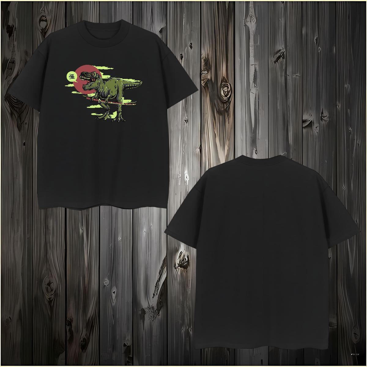 Free Shipping Couples T Shirts 230g 100% Cotton dinosaur T Shirt For Man Hip Hop Street Breathable Crew Neck Graphic 2024 Tee Shirt