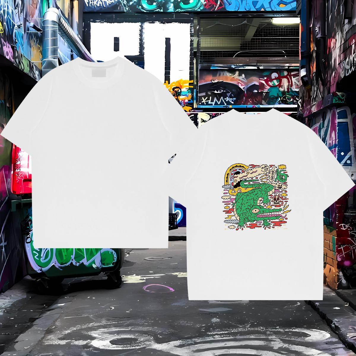 Free Shipping Man T Shirts 230g Pure Cotton crocodile Hip Hop Street Clothes Breathable Short Sleeve TOP Quality Men Clothes T-Shirt Plus Size Custom