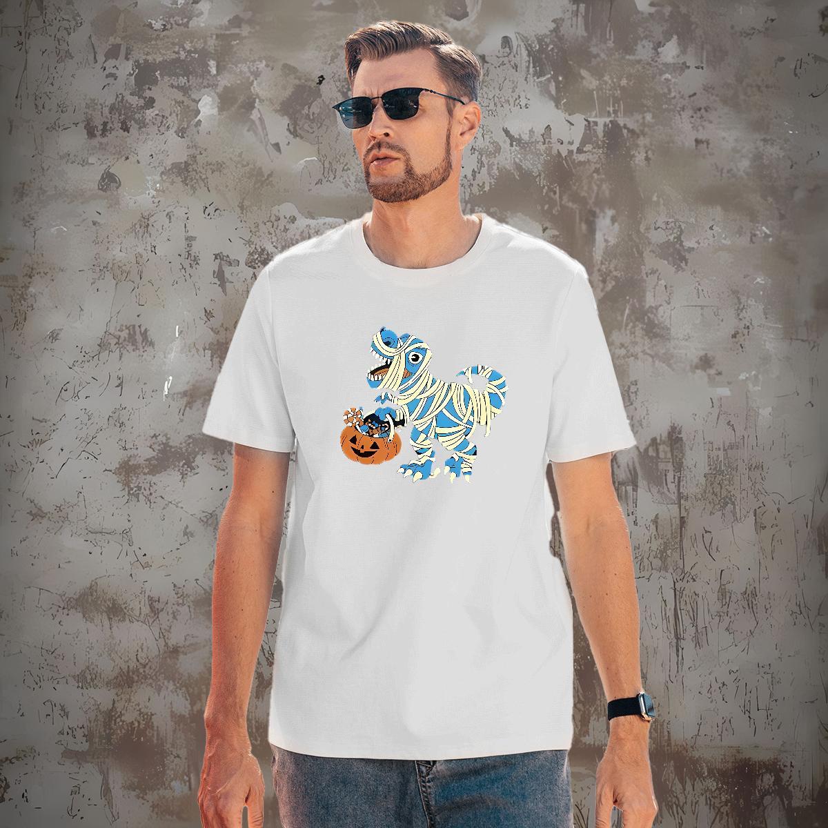 Loose Fit Men Tops Tees 100% Cotton 230g halloween T Shirts Men Daily Wear Breathable Short Sleeve Cartoon Printing L-4XL Fashion Casual Polos