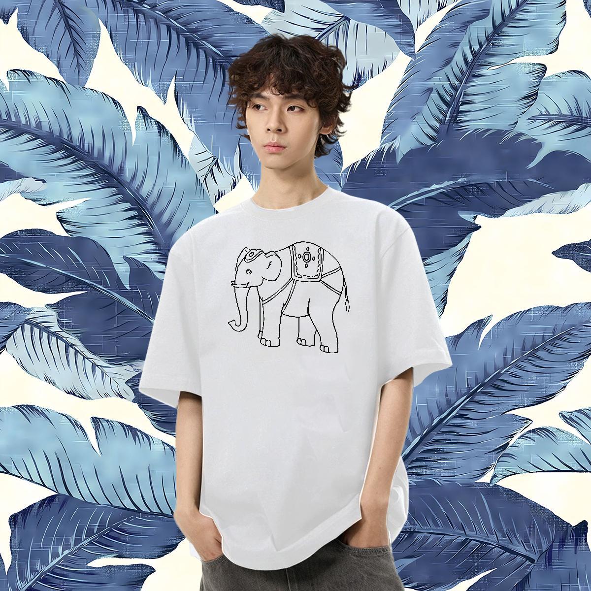 New Designer Men T Shirts 100% Cotton 230g elephant Casual Wear O Neck Short Sleeves Cool Design Men Tshirts Black Oversized