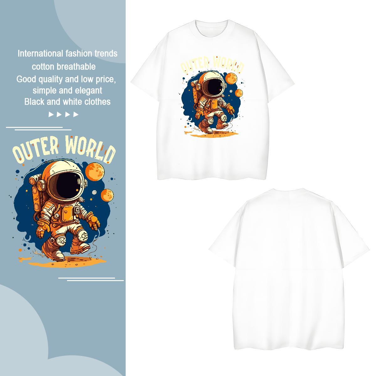 T-Shirts for Men 230g Cotton space Street Breathable Short Sleeve DIY Tshirt for Man Woman 2024 Comfortable Clothings