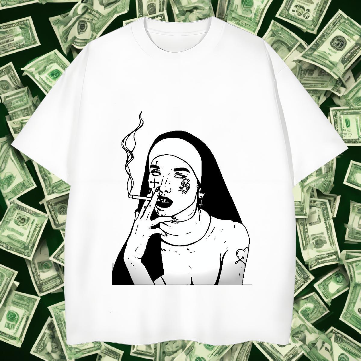 T Shirts Men 230g 100% Cotton nun Sports Casual Short Sleeve Soft Plus Size Cartoon Couples T Shirts New Wholesale Tops Shirt