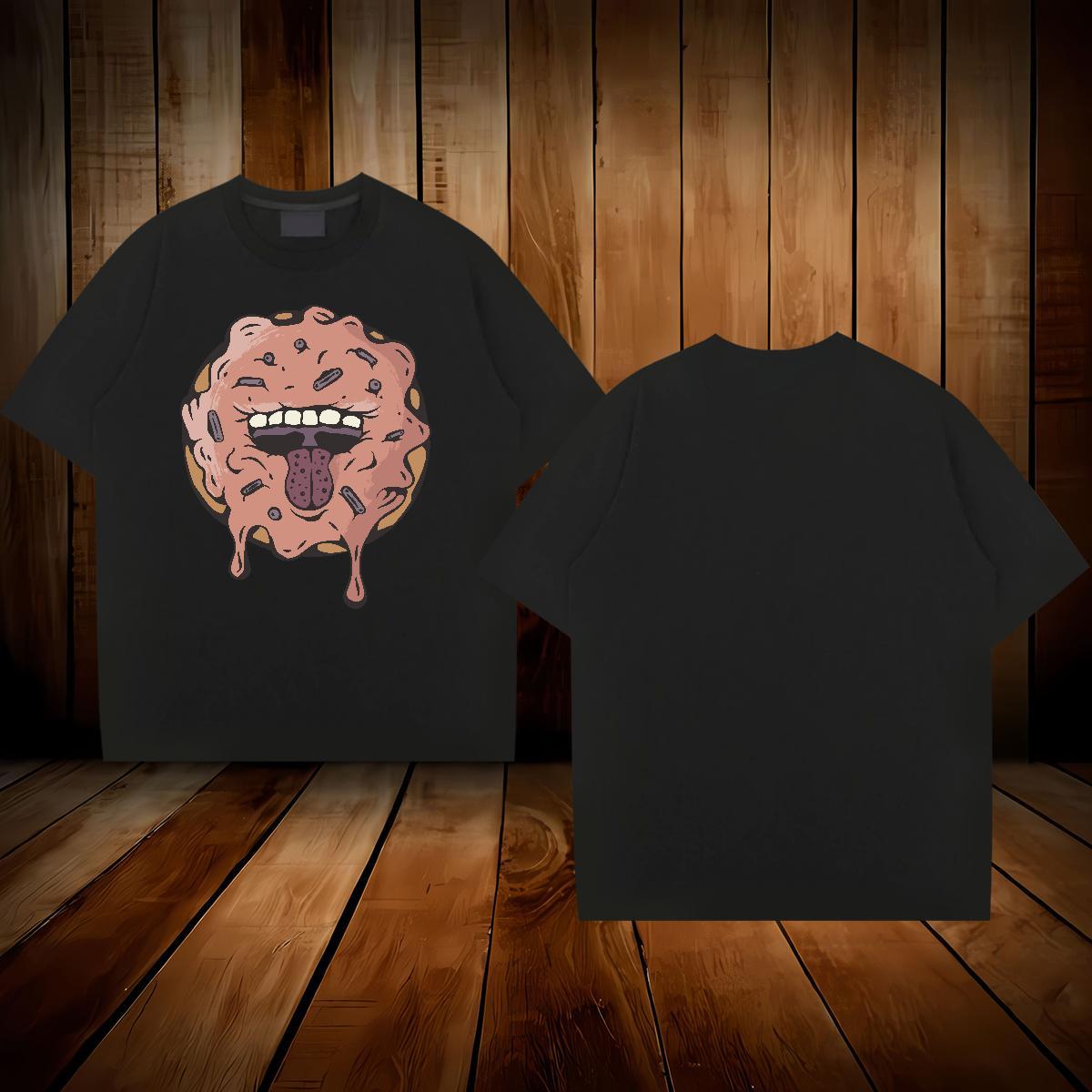Brand T-Shirts 230g Cotton monster Daily Outfit Tees Shirts Round Neck Short Sleeve Loose Fit Men Tees Custom Anime