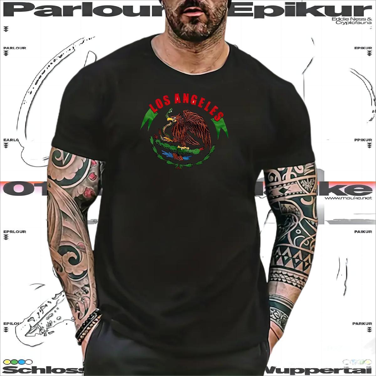 DIY T shirt 230g 100% Cotton eagle Casual Beach Tops O-Neck Short Sleeve Loose Fit Mens Tshirts Cartoon Printing L-4XL