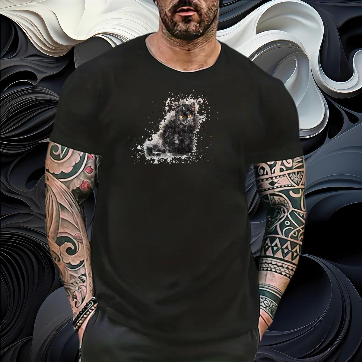 New Arrival Man T Shirts 230g Cotton cat Daily Wear Tshirts Breathable Short Sleeve TOP Quality Couples T Shirts Anime Print