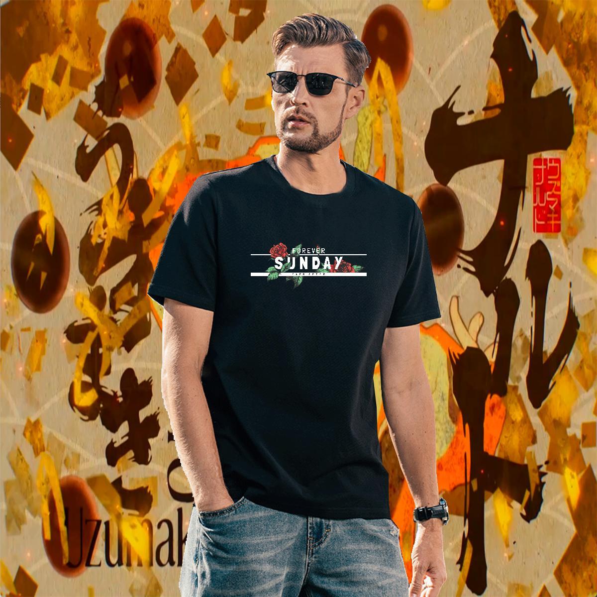 Loose Men Tshirts 230g 100% Cotton Casual ROSE Cartoon Print Crew Neck Breathable Stylist Mens T Shirts Tee Shirt