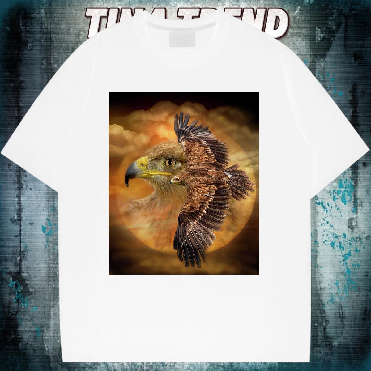 2024 DIY T shirt 230g Cotton eagle Summer Casual Tops Shirt Breathable Short Sleeve TOP Quality Tshirt for Man Woman Skull