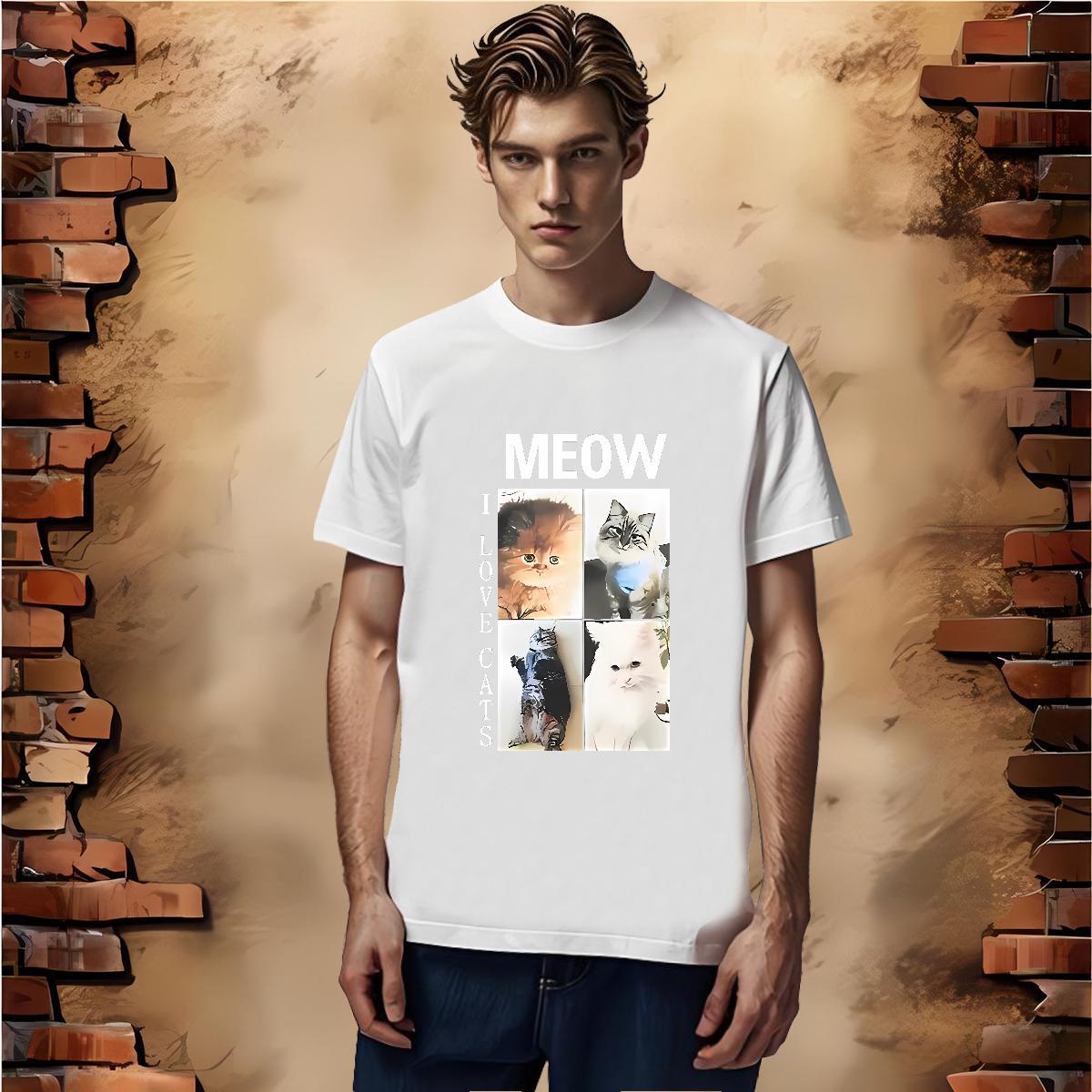 Classic T Shirts Men 230g Cotton cute Street Wear Clothings Round Neck Short Sleeve Designer Men Tops Tees Asian Size