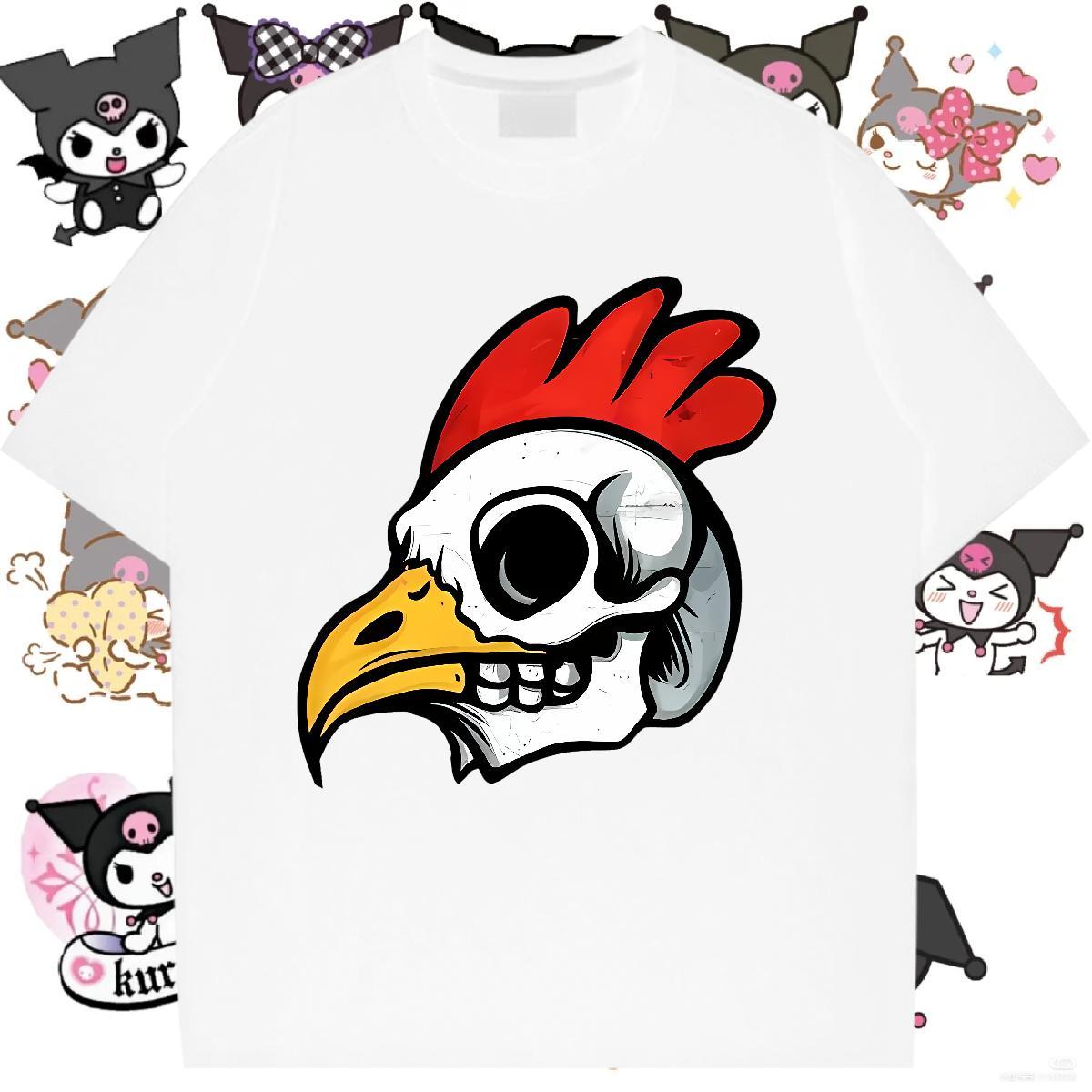 Loose Womens T Shirts Breathable Short Sleeve Woman Tshirt Black Oversized chicken Casual 230g Cotton Designer Wear