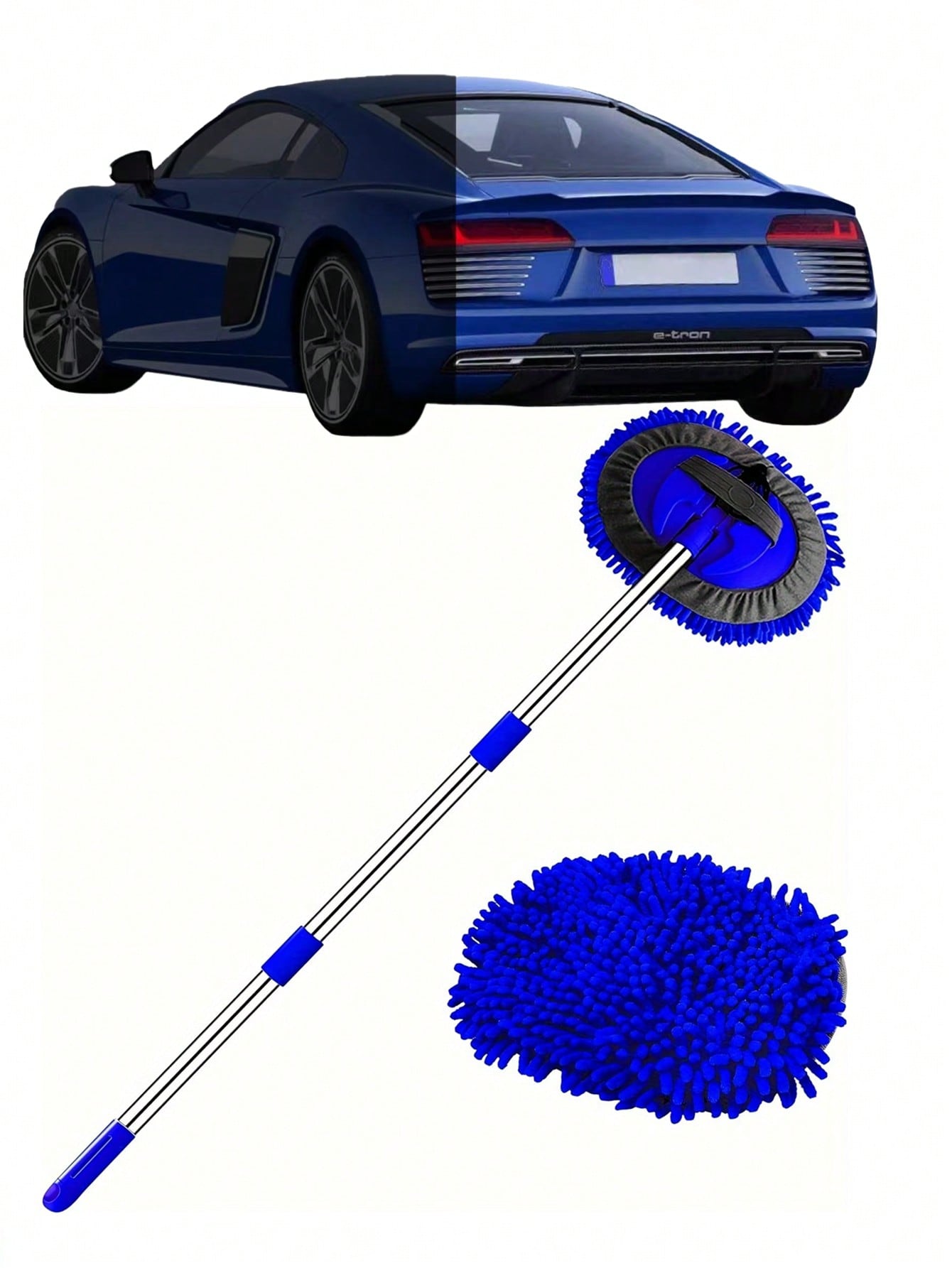 4-section detachable car wash mop with a chenille brush head. Retractable car cleaning mop
