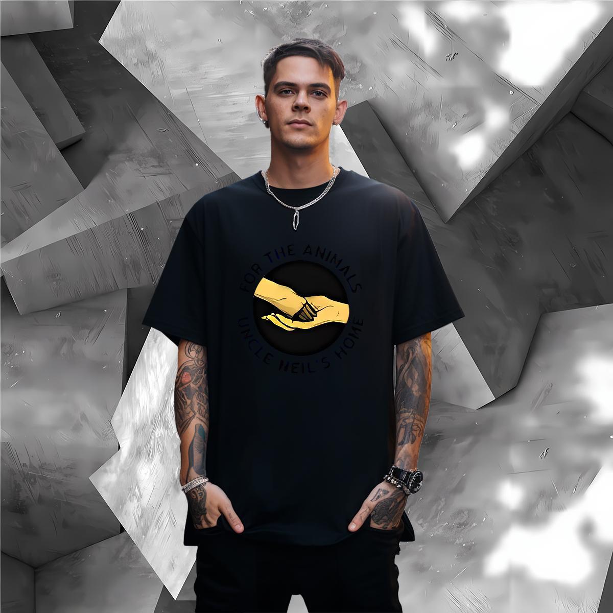 T Shirt For Man 230g 100% Cotton hands Street Casual Short Sleeve O-Neck Custom Printing Tshirts 2024 New Popular Polos