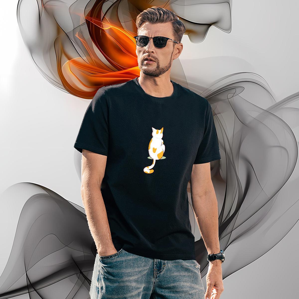 DIY Customized T Shirt For Man 230g 100% Cotton cat Hip Hop Street Tees Short Sleeve Soft Classic Men Tees Custom Anime