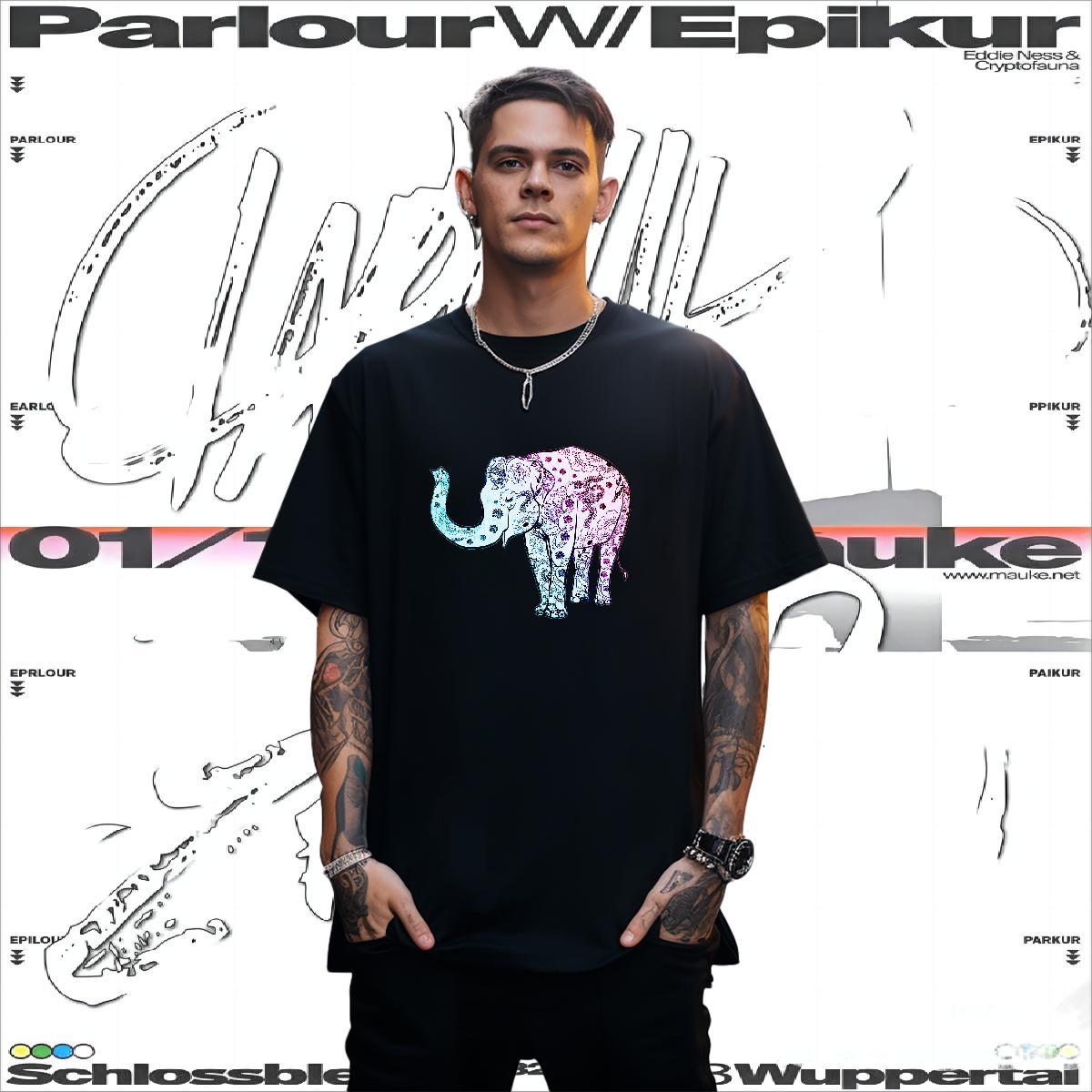 T shirt 230g Pure Cotton Elephant Home Outdoor Breathable Short Sleeve Asian Size Mens Tshirts Fashion New Unisex Tees Shirts