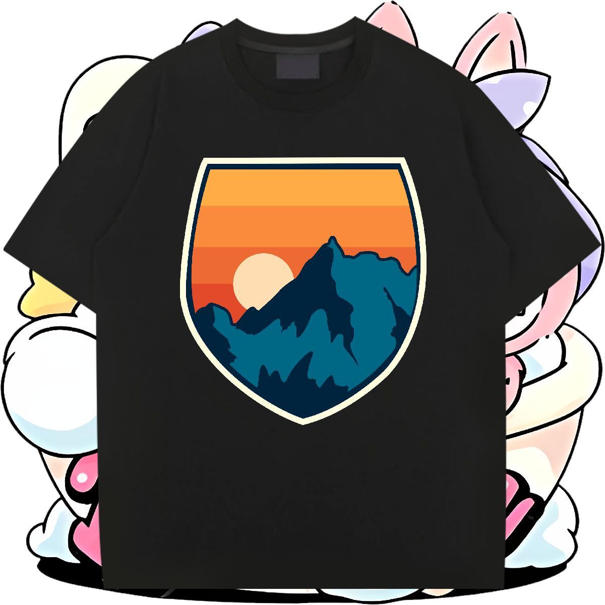 Loose Fit Men Tops Tees 230g 100% Cotton Casual mountain Plus Size Custom Breathable Crew Neck Brand T shirt Tshirts