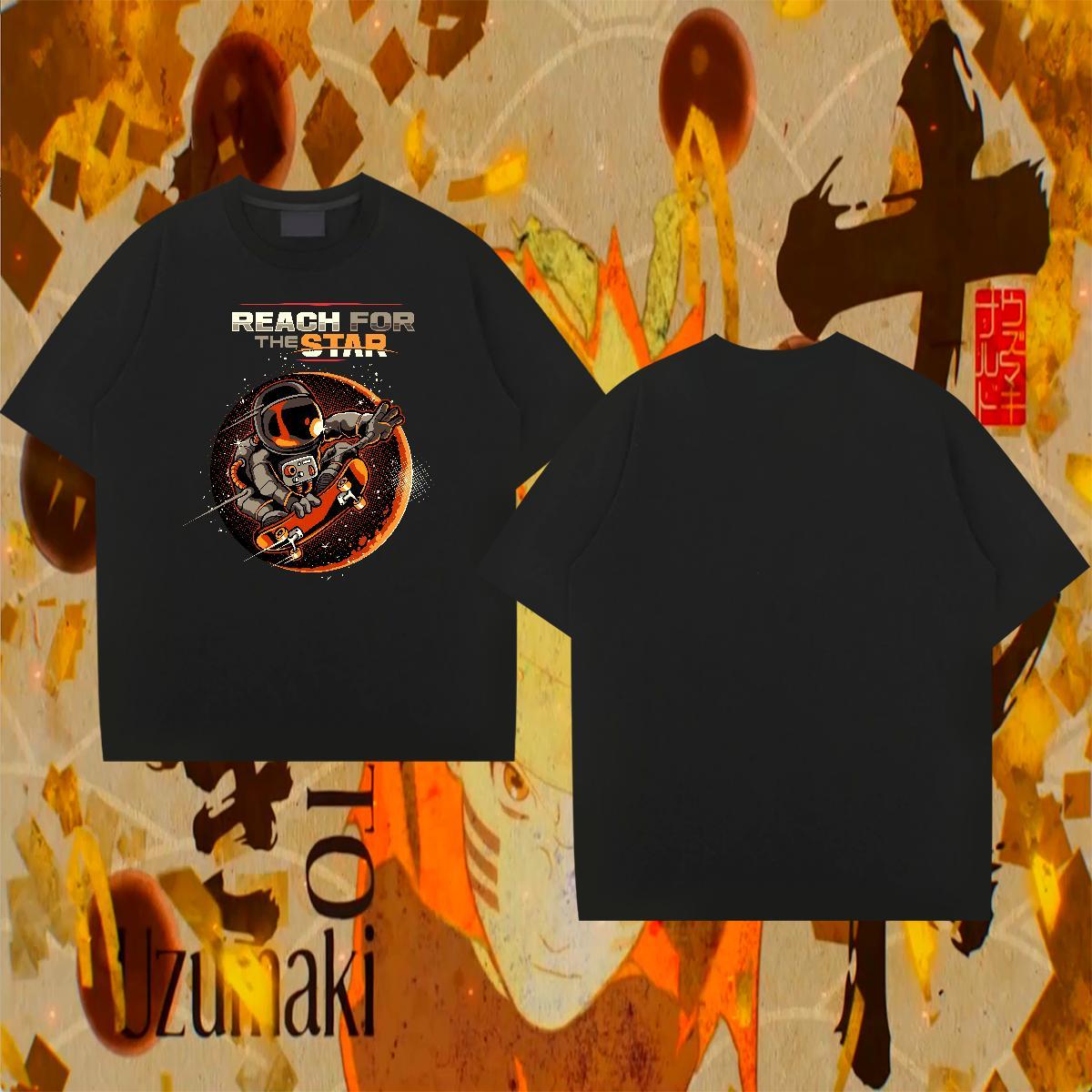 T shirt 100% Cotton 230g cosmonaut Street Casual O Neck Short Sleeves DIY Printed Couples T Shirts 2024 DIY Loose Tops