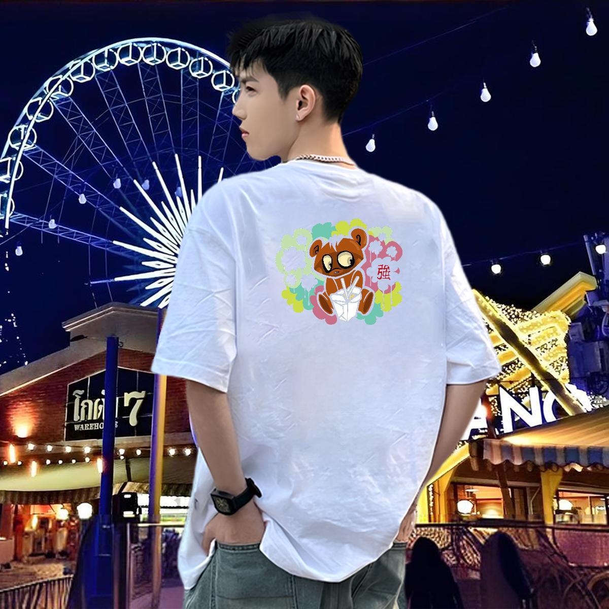 Fashion New Men T Shirts 230g Pure Cotton bear Hip Hop Tshirts O Neck Short Sleeves TOP Quality Men Tops Tees Oversized 3XL 4XL