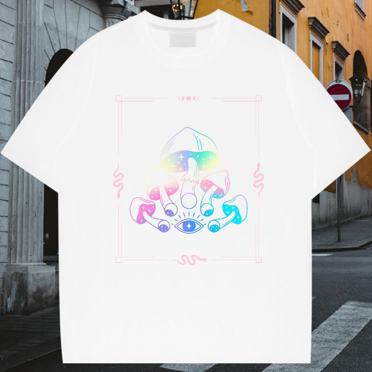 Mens T Shirts 230g Cotton mushroom Street Casual O Neck Short Sleeves Customized Print Tshirt for Man Woman Designer TOP Quality Tees Shirts