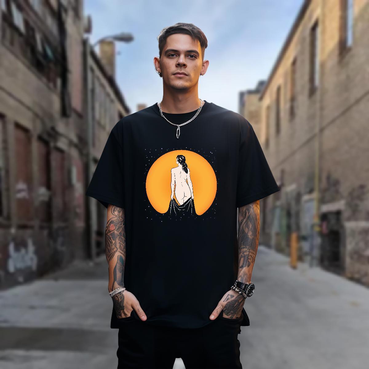 T Shirt For Man 230g 100% Cotton portrait Hip Hop Street O Neck Short Sleeves White Plus Size Men Tops Tees Designer Loose Top Tees