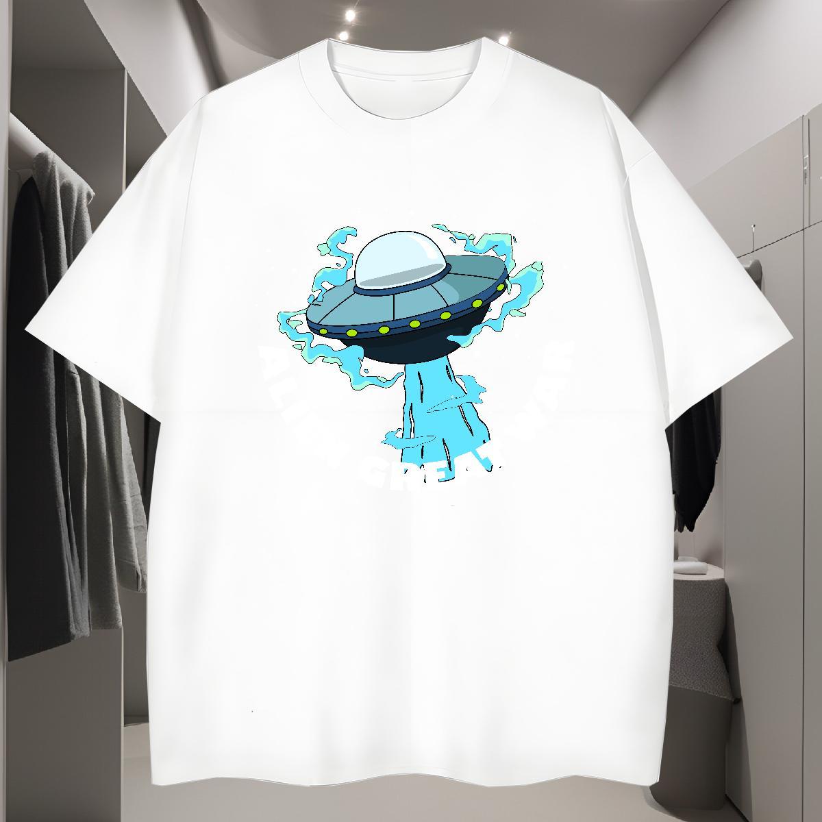 Mens T Shirts 100% Cotton 230g spaceship Hip Hop Short Sleeve Soft Customized Tshirts Fashion Designer TOP Quality Clothings