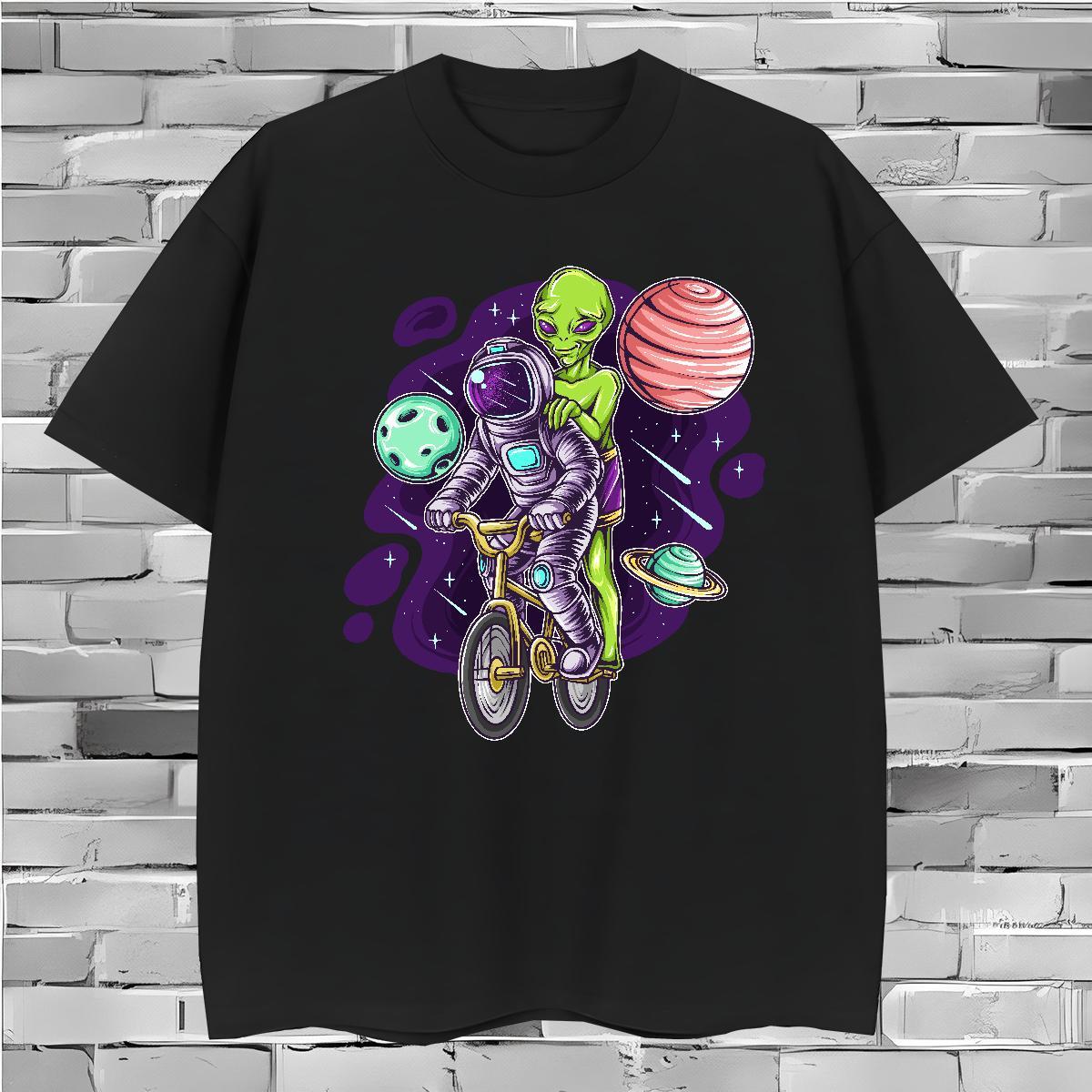 T-Shirts 230g Cotton cosmonaut Beach Breathable Black Oversized Men Tops Tees Fashion Casual Brand Clothes