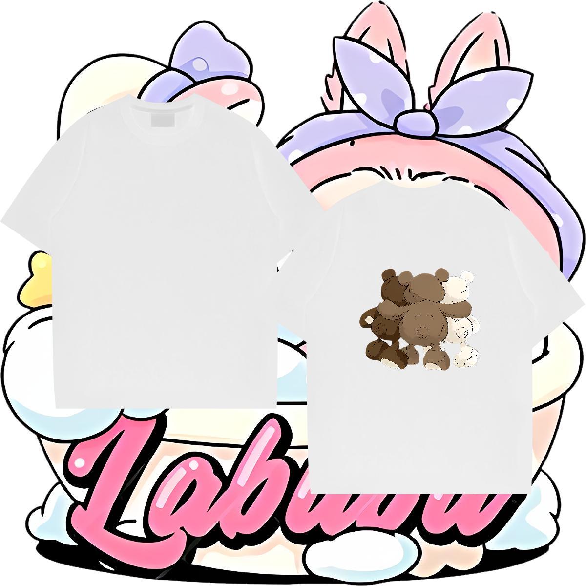 Fashion Casual Men T Shirts 230g Pure Cotton bear Street wear Hip Hop Tops O Neck Short Sleeves Loose Mens Tshirts Anime Print