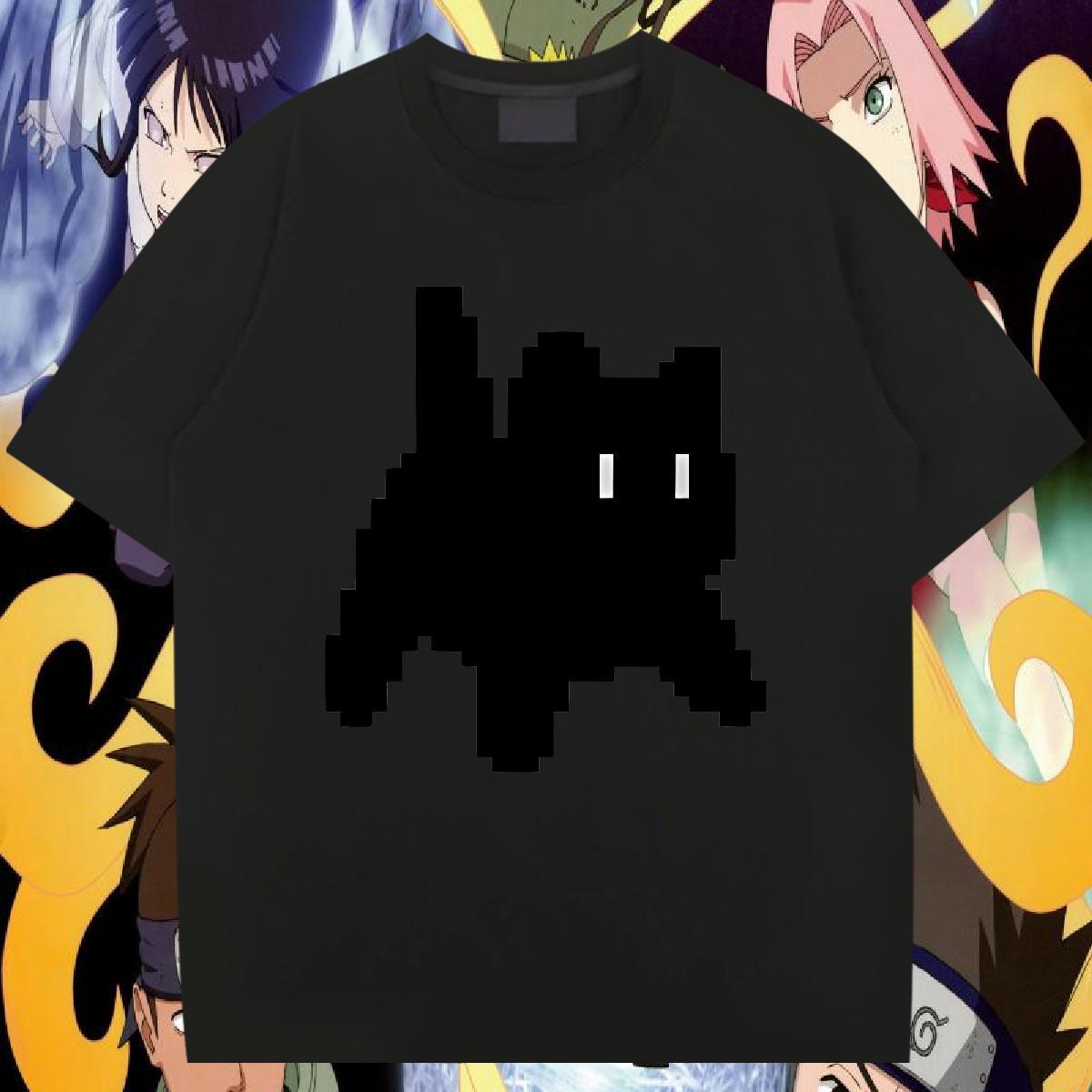 Free Shipping Men T Shirts 230g Pure Cotton cat Hip Hop Top Tees Crew Neck Breathable High Quality Mens Tshirts Cartoon Printing L-4XL