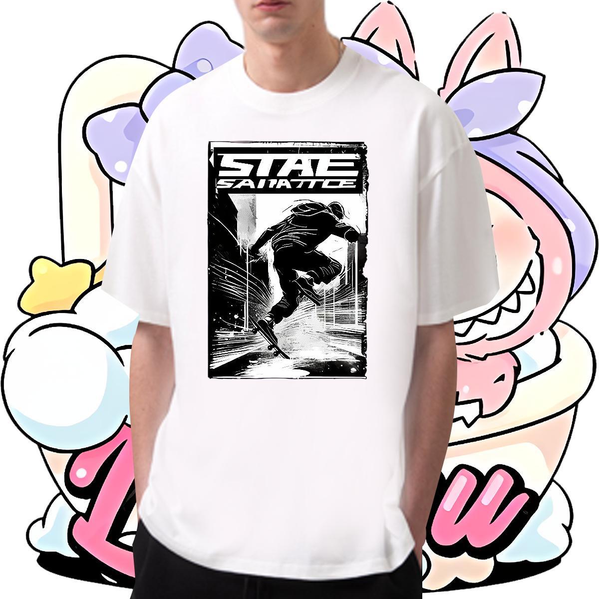 Designer Men Tees 230g 100% Cotton Street Casual character Cartoon Print Breathable Short Sleeve Brand Mens T Shirts Tops