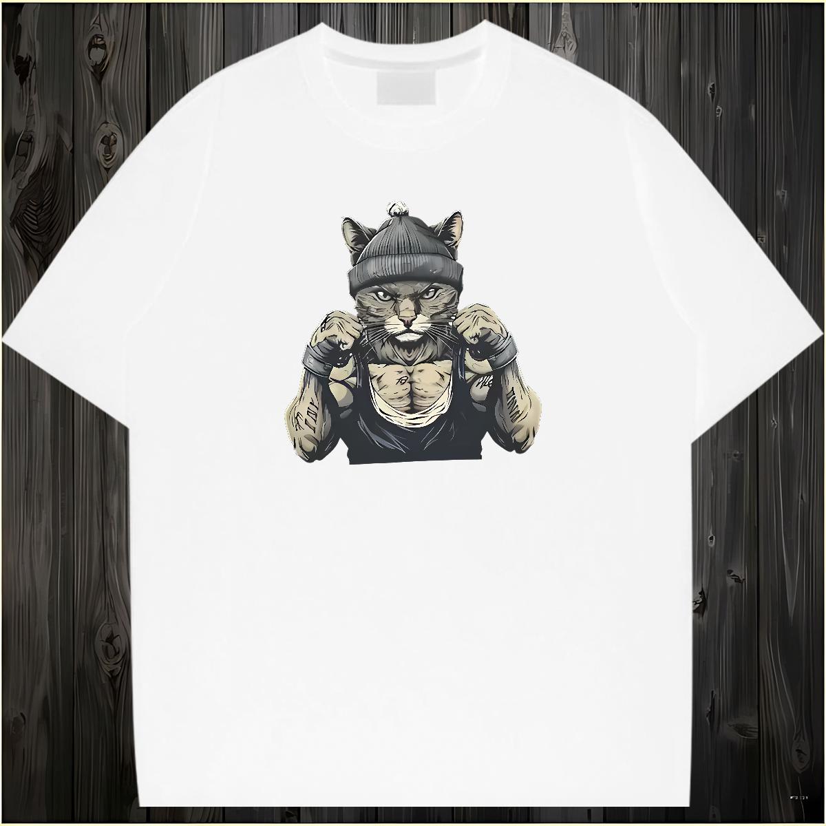 Man T Shirts 230g 100% Cotton angry Street O Neck Short Sleeves Cartoon Print Men Tees DIY Cool Tshirts