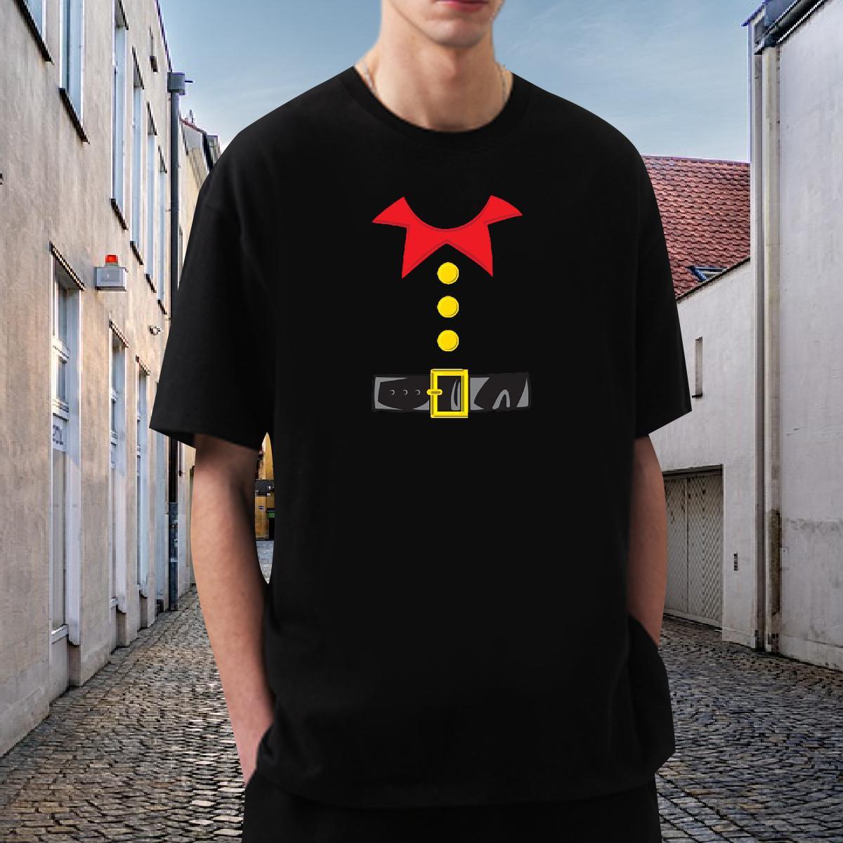 New T shirt 230g Cotton Christmas Anime Printing Street Tops Shirt Crew Neck Loose Fit Men Clothes T-Shirt Black White